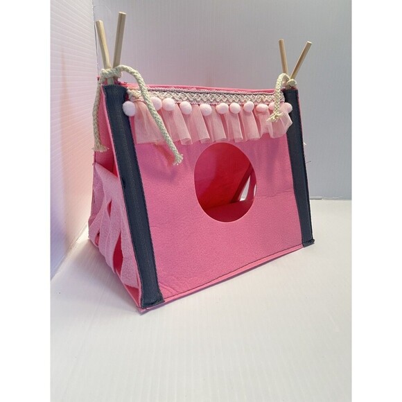 Guinea Pig Bundle Small Pet Hide Pink Felt Tent, Snuffle Mat And Treat Ball - Picture 3 of 11